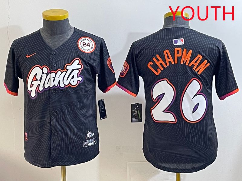 Youth San Francisco Giants #26 Chapman Black Joint Name 2025 Nike MLB Jersey style 10->youth mlb jersey->Youth Jersey